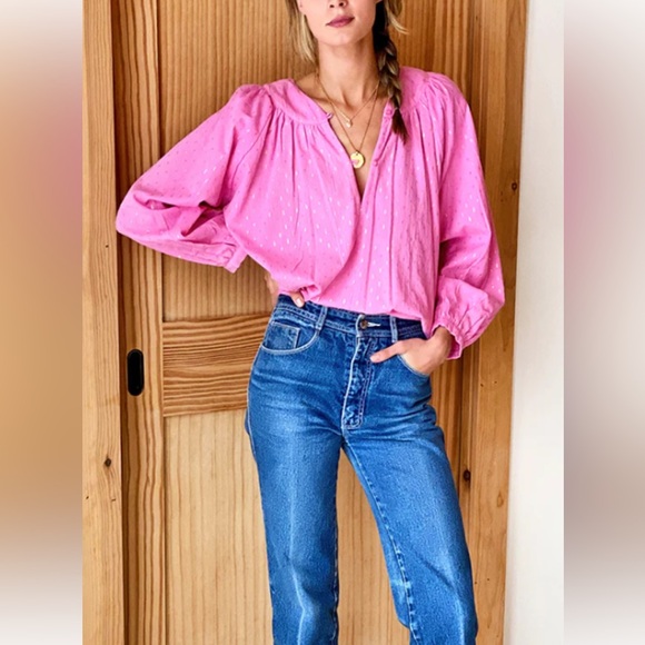 Emerson Fry India Collection Olympia Pink Metallic Gold Top Size S 42” - Picture 2 of 7